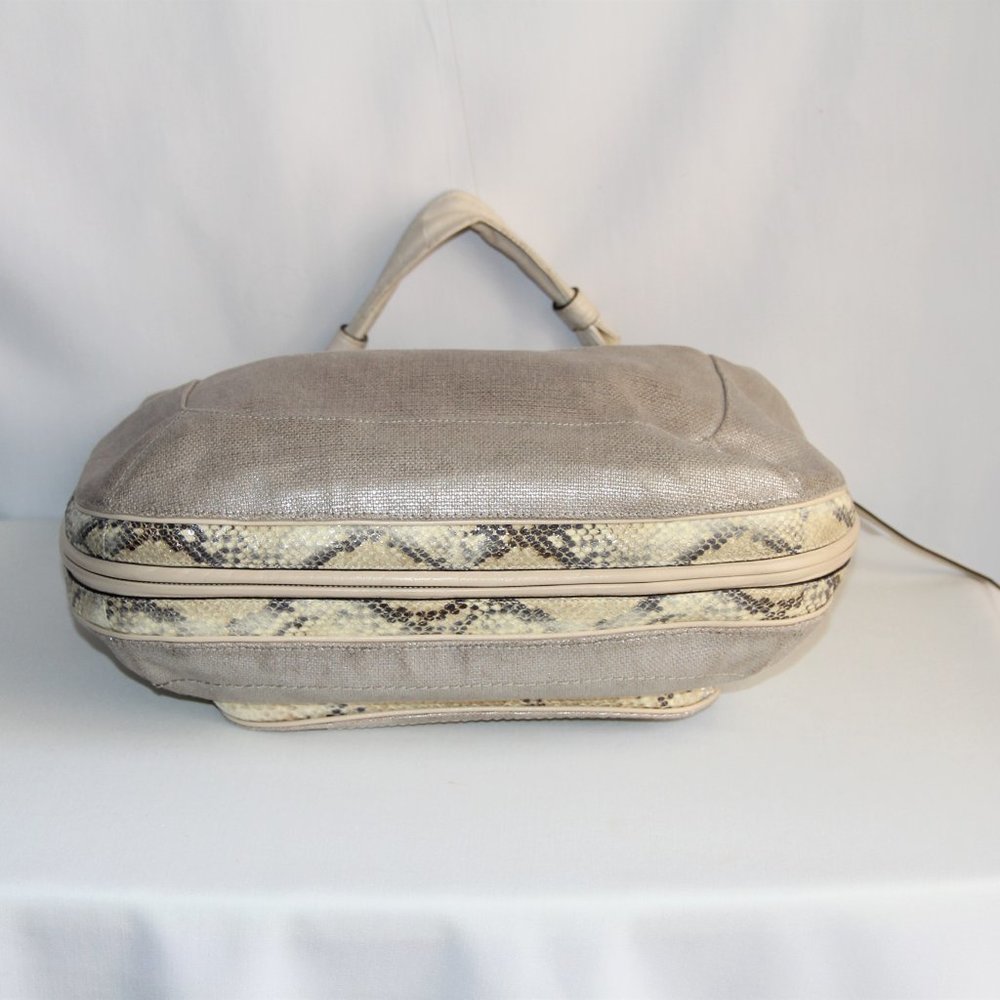 Coach Kristin Python & Silver Linen Large Hobo Bag - image 4